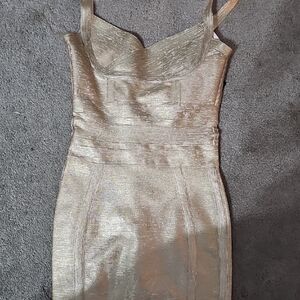 Strapless Gold Sheen Dress